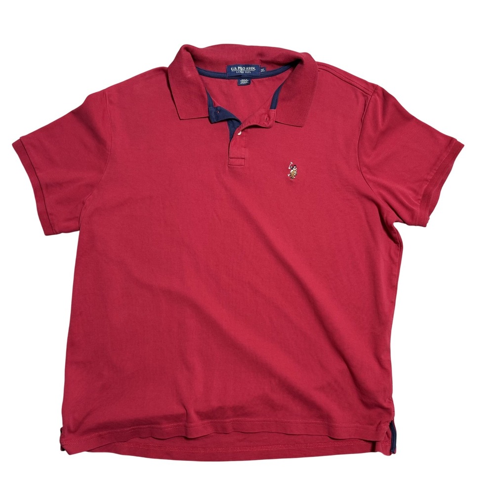 U.S. Polo Assn Polo Shirt Mens 2XL Red Luxury Feel Short Sleeve‎ Embroidered